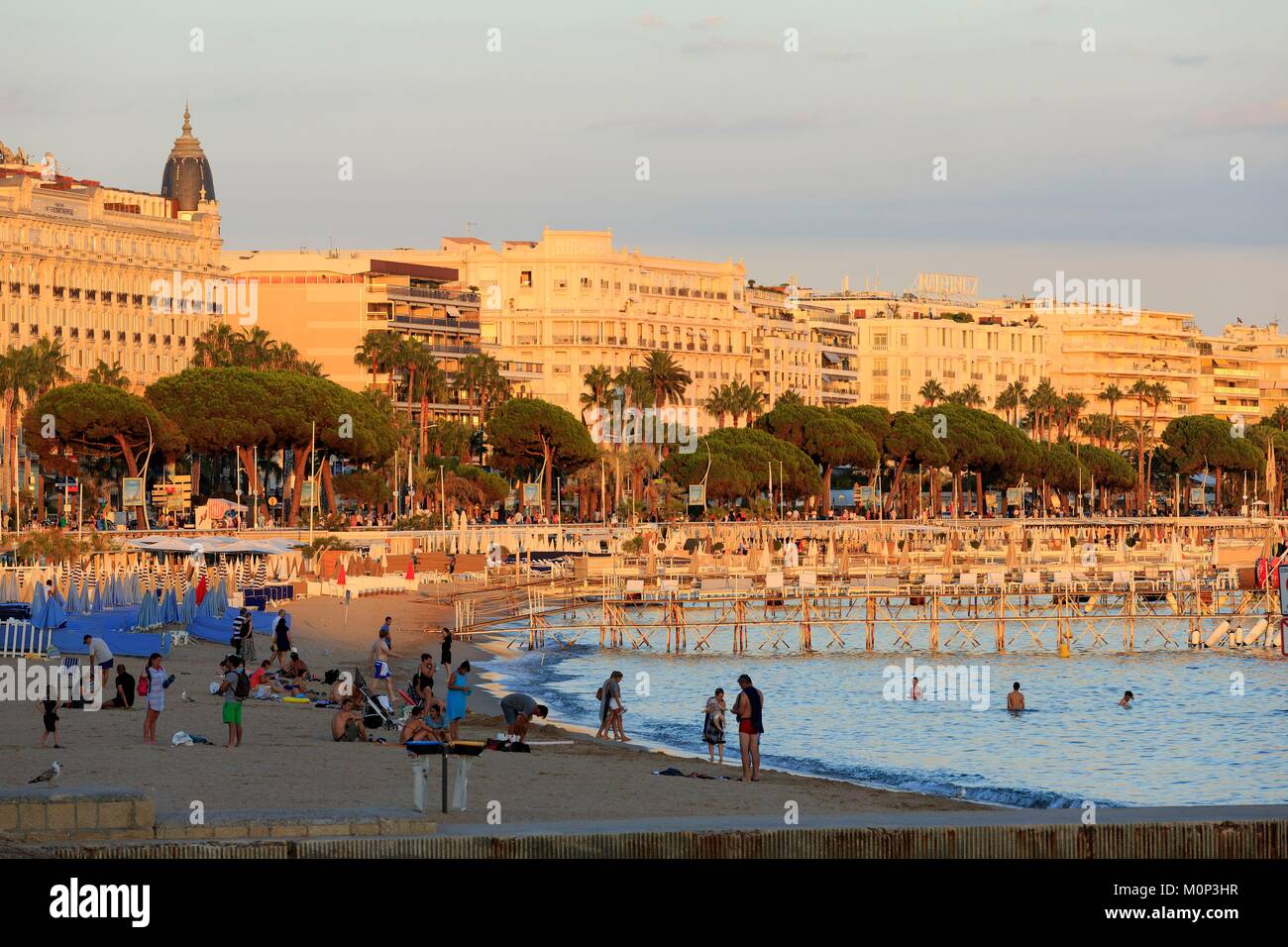 France,Alpes Maritimes,Cannes,beach of La Croisette Stock Photo