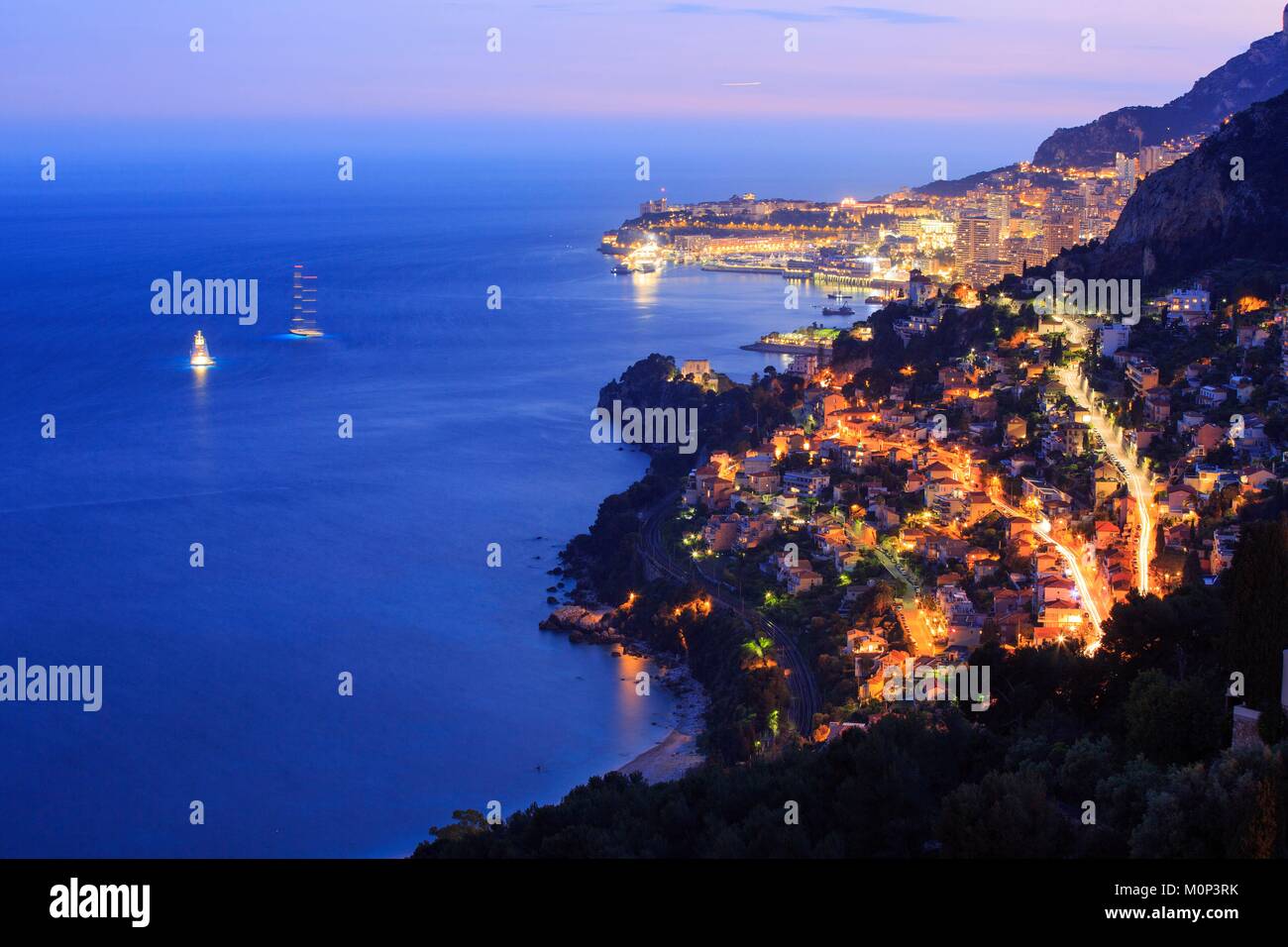France,Alpes Maritimes,Roquebrune Cap Martin,Monaco in the background ...