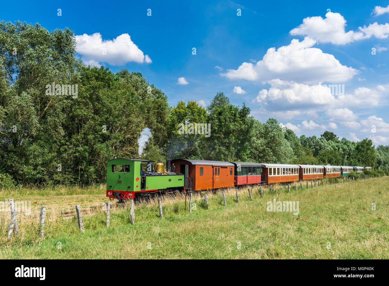 France,Somme,the Baie de Somme Railway on the Bains de Mer network connects the tourist resorts of Cayeux-sur-Mer,Saint-Valery-sur-Somme,Noyelles-sur-Mer and Le Crotoy Stock Photo