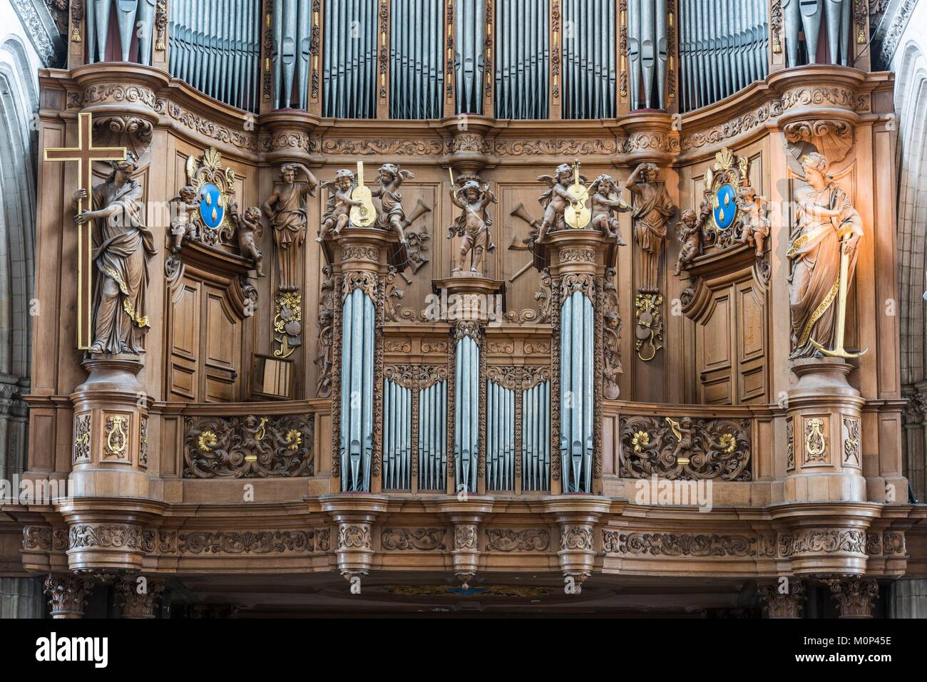 France,Pas de Calais,Saint Omer,the Gothic cathedral of Notre Dame de Saint Omer,the organs