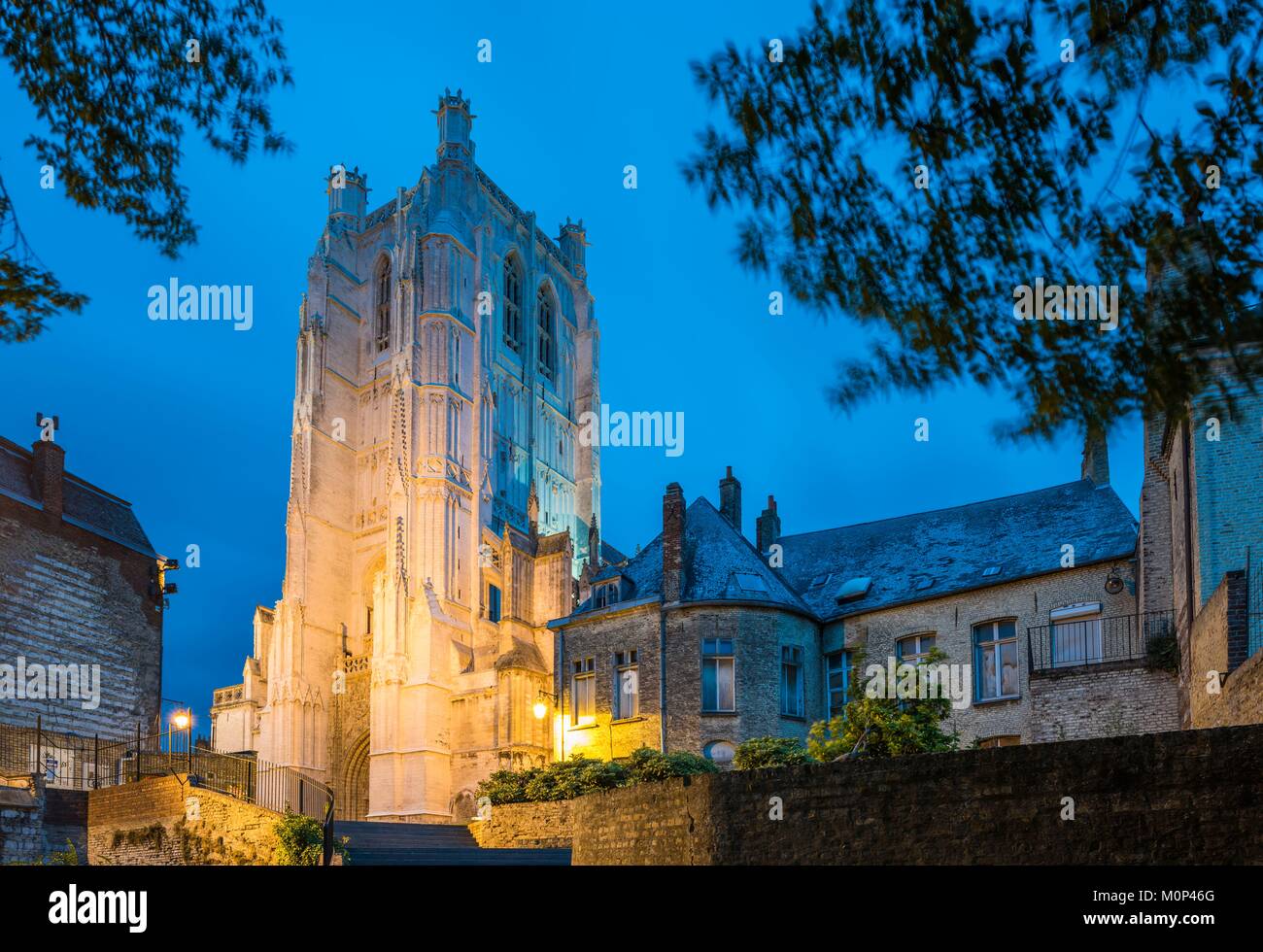France,Pas de Calais,Saint Omer,the Gothic cathedral of Notre Dame de Saint Omer Stock Photo