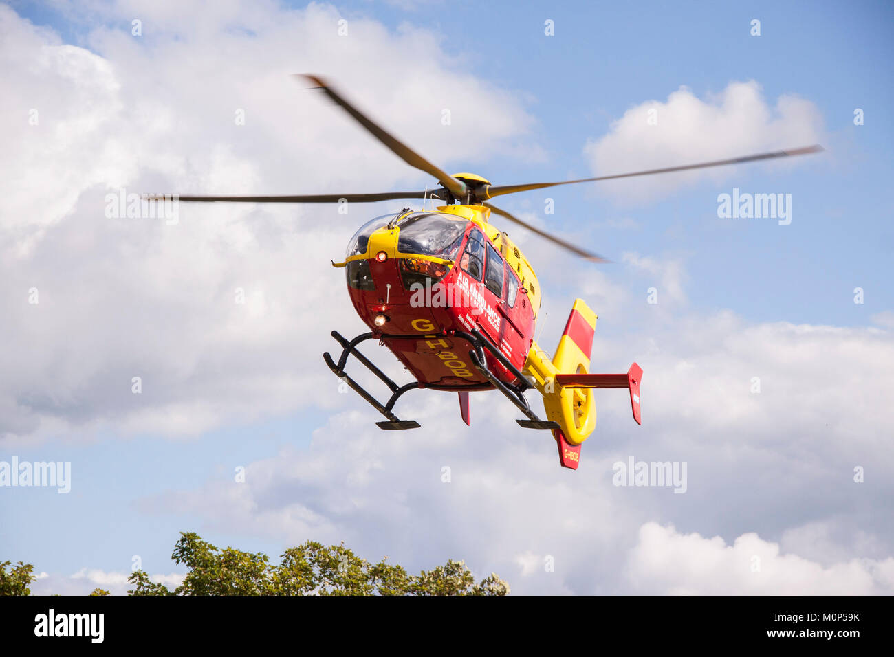 Berks,Oxon and Bucks air ambulance helicopter  in action Stock Photo