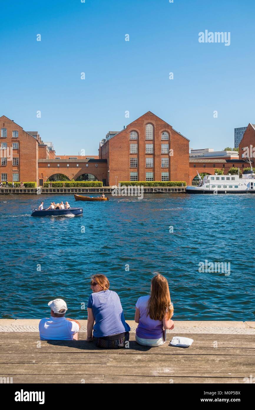 Denmark,Zealand,Copenhagen,Inderhavnen Canal,warehouses in the Christianshavn district Stock Photo