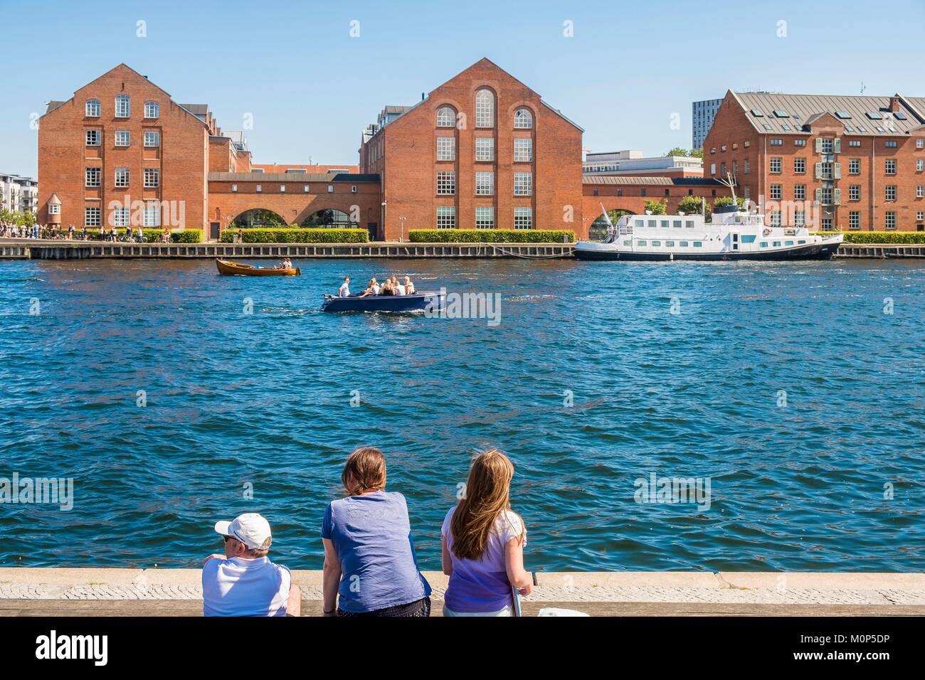 Denmark,Zealand,Copenhagen,Inderhavnen Canal,warehouses in the Christianshavn district Stock Photo