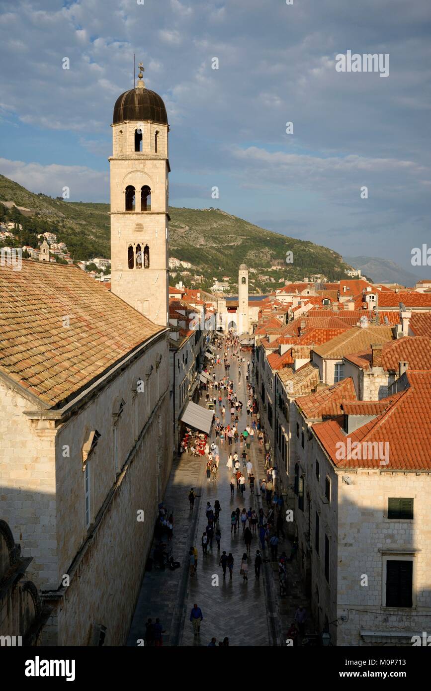 Croatia,Dalmatia,Dalmatian Coast,Dubrovnik,historical centre listed as World Heritage by UNESCO,the main street of the old town (Stradun) Stock Photo
