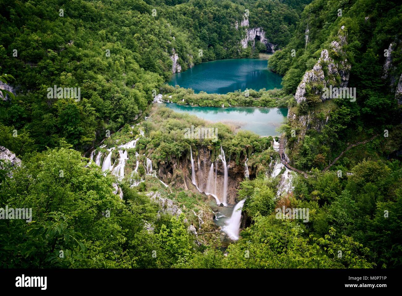 Croatia,Plitvice lakes National Park,listed as World Heritage by UNESCO,lower lakes Stock Photo