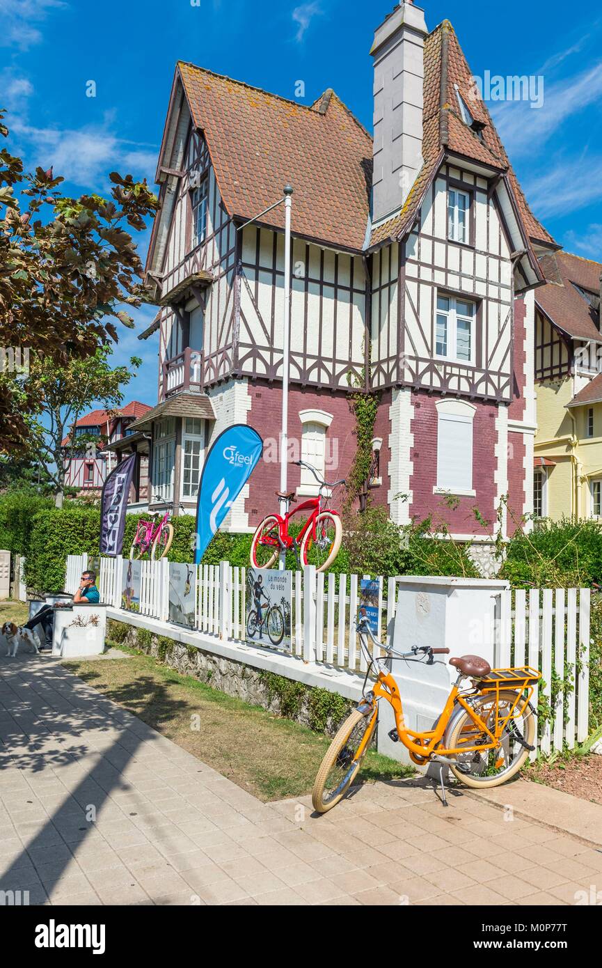France,PasdeCalais,Le TouquetParisPlage,Belle Epoque house,bicycle