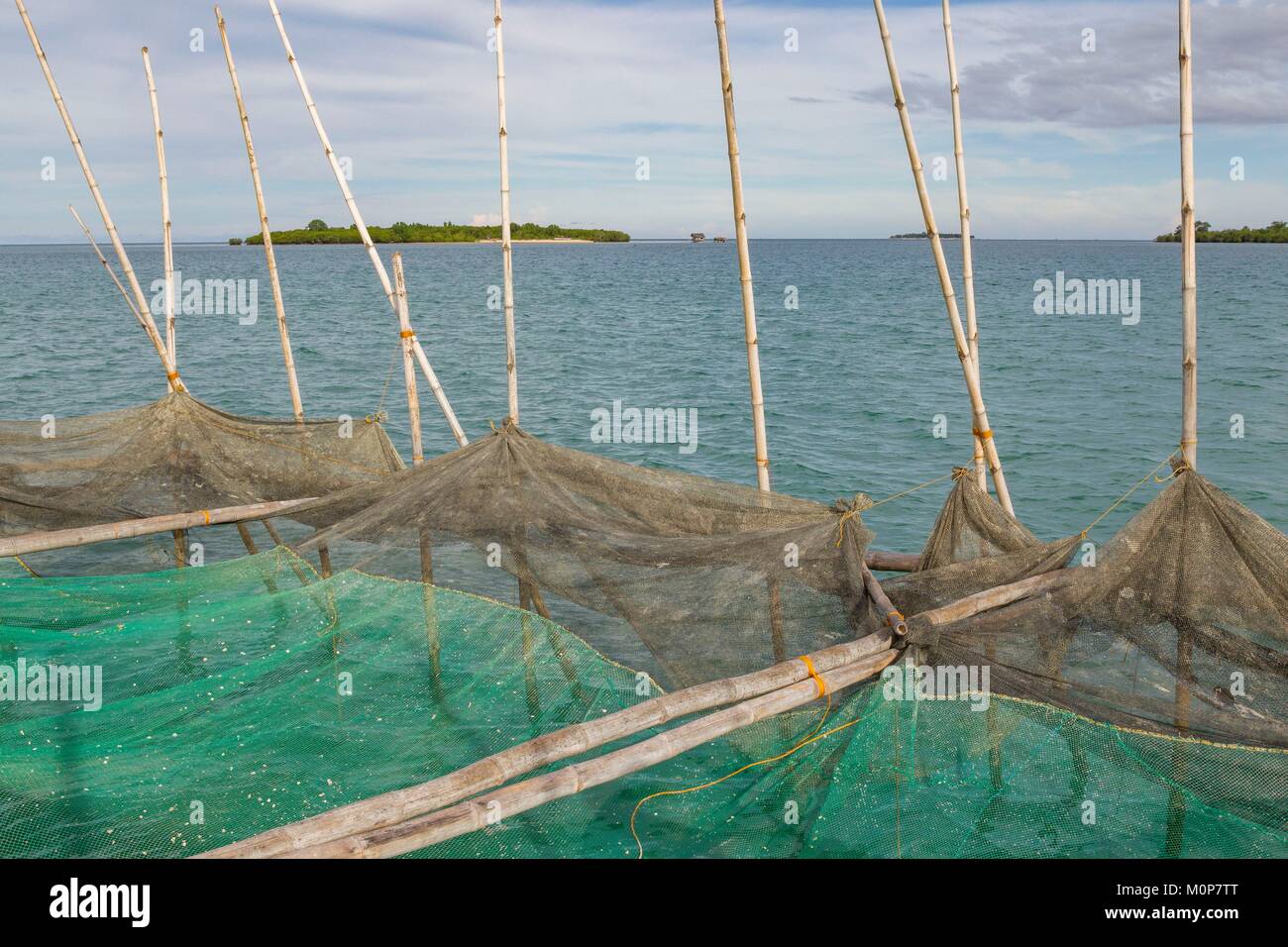 Philippines,Palawan,Roxas,Green Island Bay,farming fish cage Stock Photo
