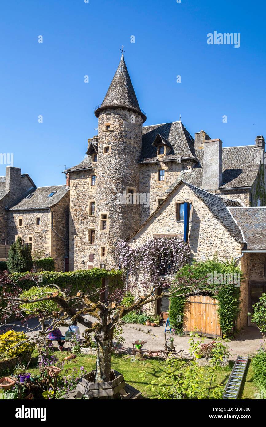 France,Aveyron,Sainte Eulalie d'Olt,certified the Most beautiful Villages of France,the Castle