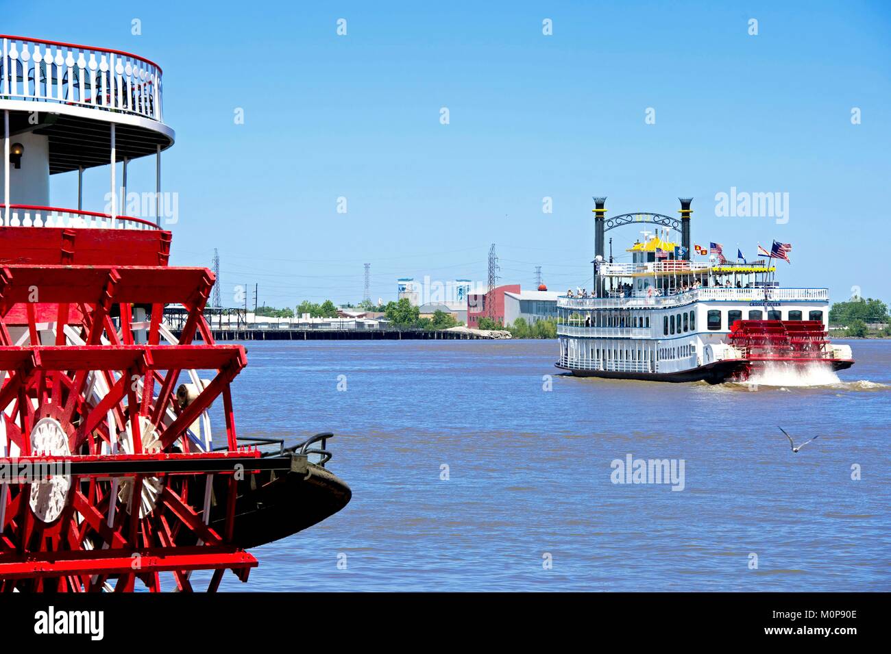 United States,Louisiana,New Orleans,the steamboat Natchez on the Mississippi river Stock Photo