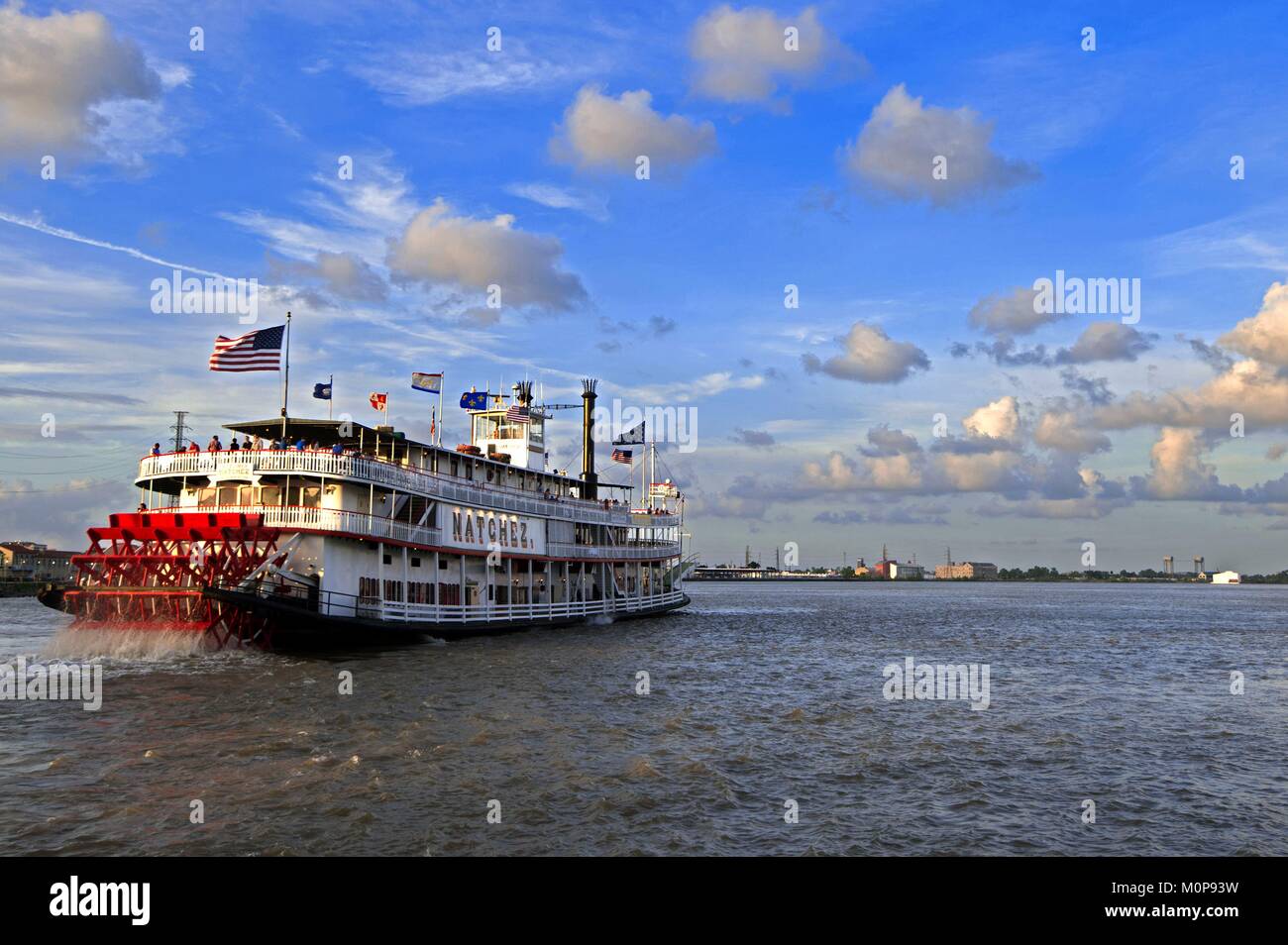 United States,Louisiana,New Orleans,the steamboat Natchez on the Mississippi river Stock Photo