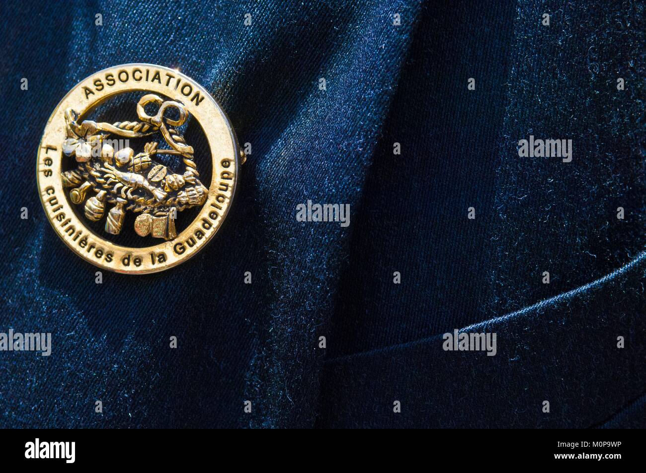 France,Caribbean,Lesser Antilles,Guadeloupe,Grande-Terre,Pointe-à-Pitre,Cooks' Festival,brooch of the Cooks' Association of Guadeloupe Stock Photo