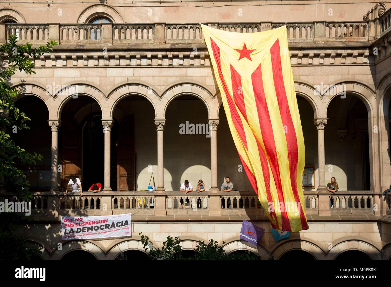 Spain,Catalonia,Barcelona,Referendum 1st October 2017,23rd of September,students occupy the University of Barcelona Stock Photo