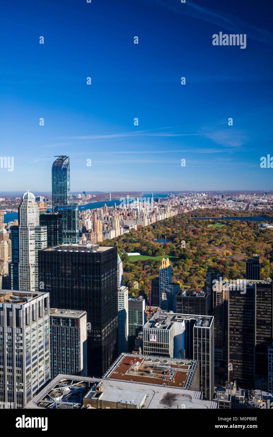 United States,New York,New York City,Mid-Town Manhattan,elevated view of Central Park,morning Stock Photo
