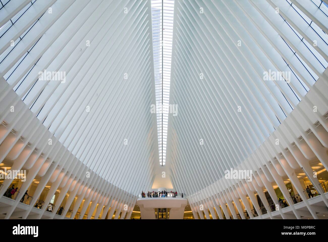 United States,New York,New York City,Lower Manhattan,The Oculus,World Trade Center PATH train station,designed by Santiago Calatrava,interior Stock Photo