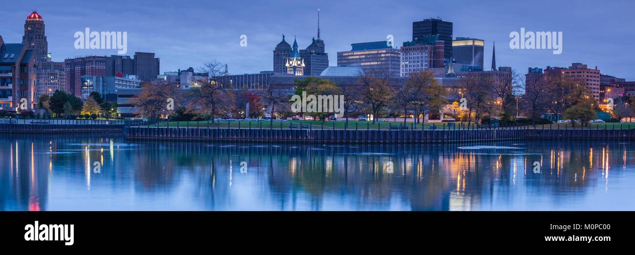 United States,New York,Western New York,Buffalo,harborfront from Lake Erie,dawn Stock Photo