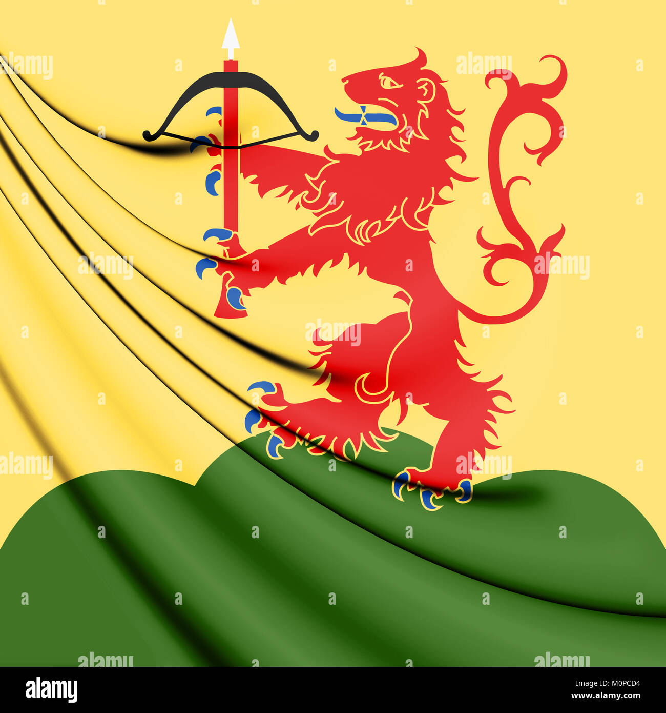 3D Flag of Kronoberg County, Sweden. 3D Illustration. Stock Photo