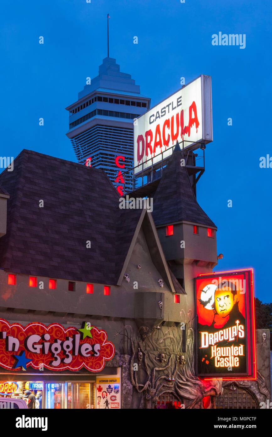 Canada,Ontario,Niagara Falls,Clifton Hill neighborhood,dusk Stock Photo