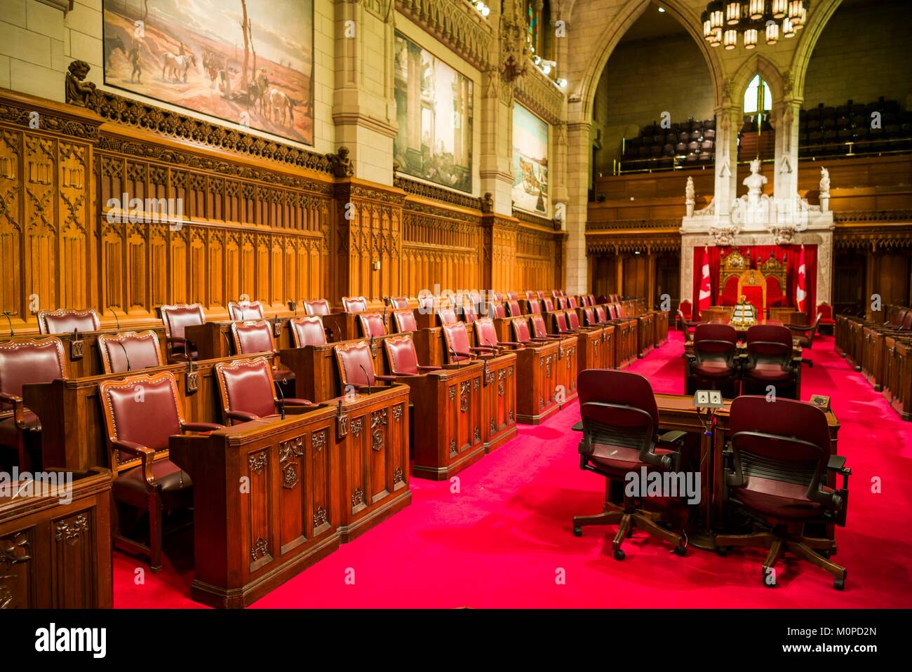 Canada,Ontario,Ottowa,capital of Canada,Canadian Parliament Building,Senate Chamber,interior Stock Photo