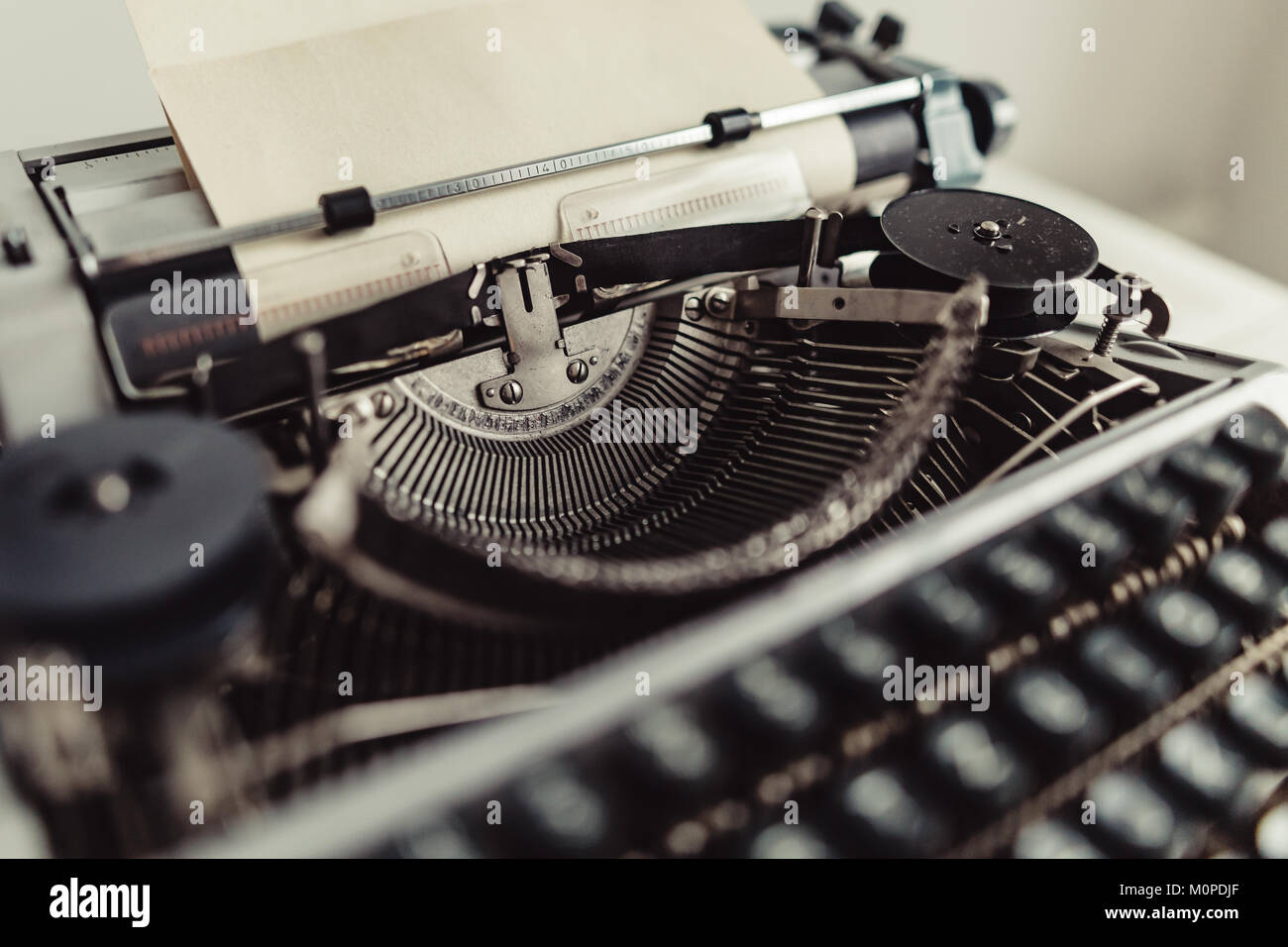 Metal parts of old typewriters Stock Photo