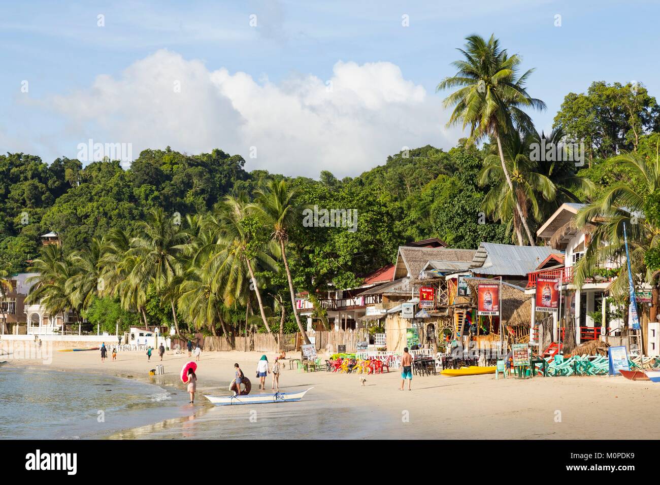 Philippines,Palawan,El Nido,bars and restaurants on El Nido seaside