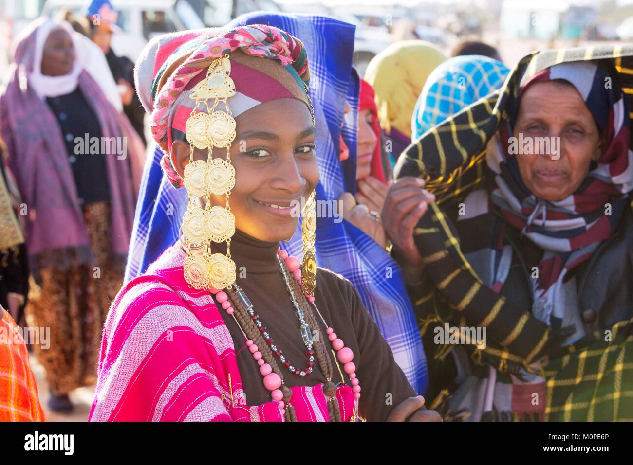 Tunisia,Douz,Sahara,international festival of the Sahara in Douz,Amazigh girls,Berbers Stock Photo