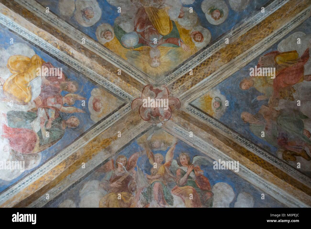 Switzerland,val Leventina,15th century paintings in church at Cala Stock Photo