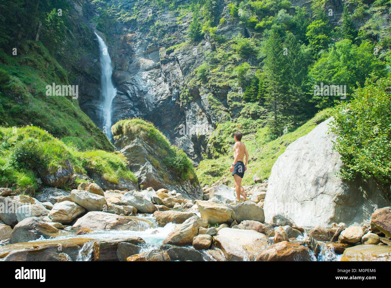 Switzerland,val Leventina,waterfall near Chironico Stock Photo