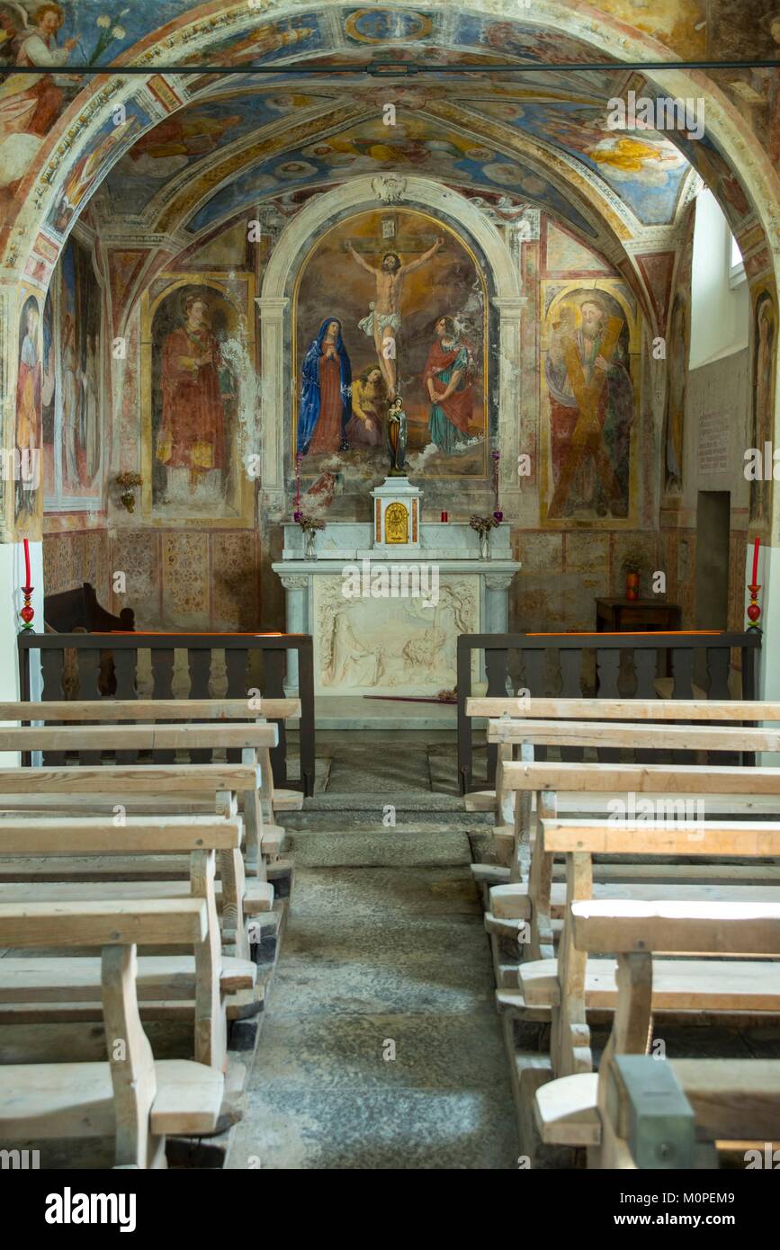 Switzerland,val Leventina,15th century paintings in church at Cala Stock Photo