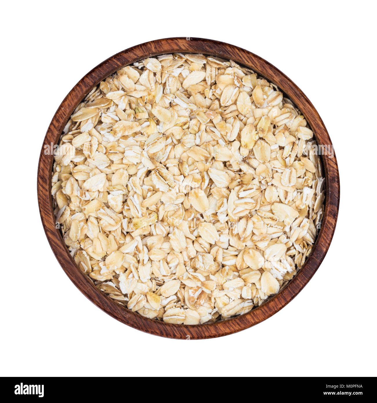 Oat flakes isolated on white background. Top view Stock Photo
