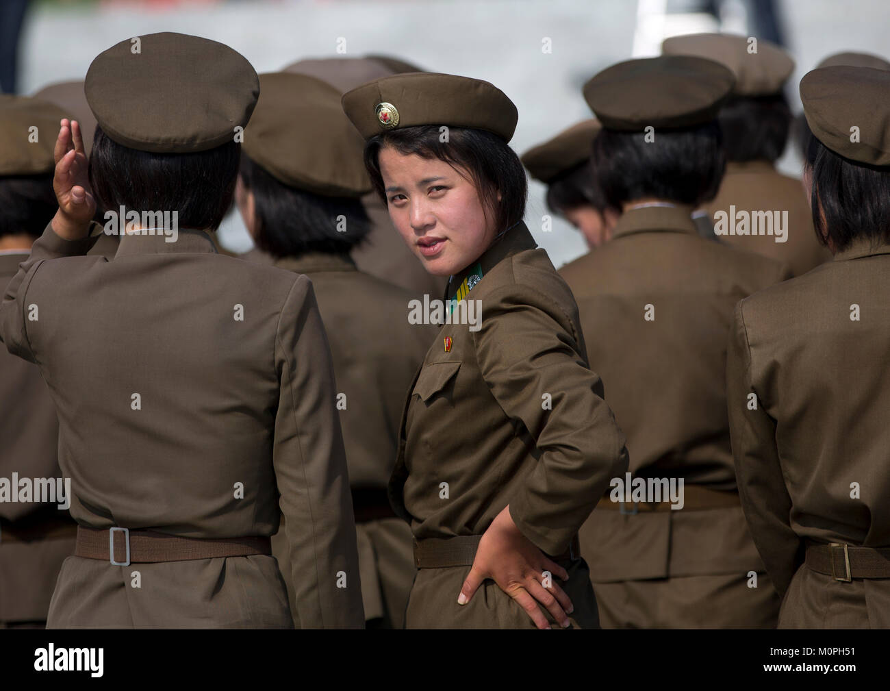 North Korean female soldiers, Pyongan Province, Pyongyang, North Korea ...