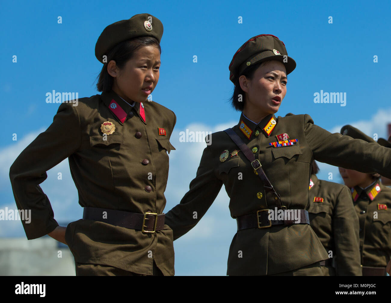 North Korean soldiers women, Pyongan Province, Pyongyang, North Korea Stock Photo