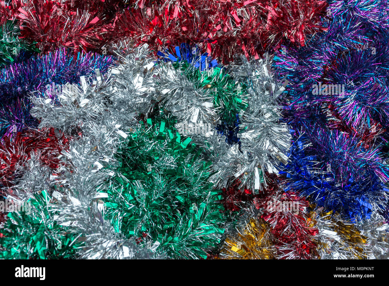 Festive Tinsel for Decoration Stock Photo
