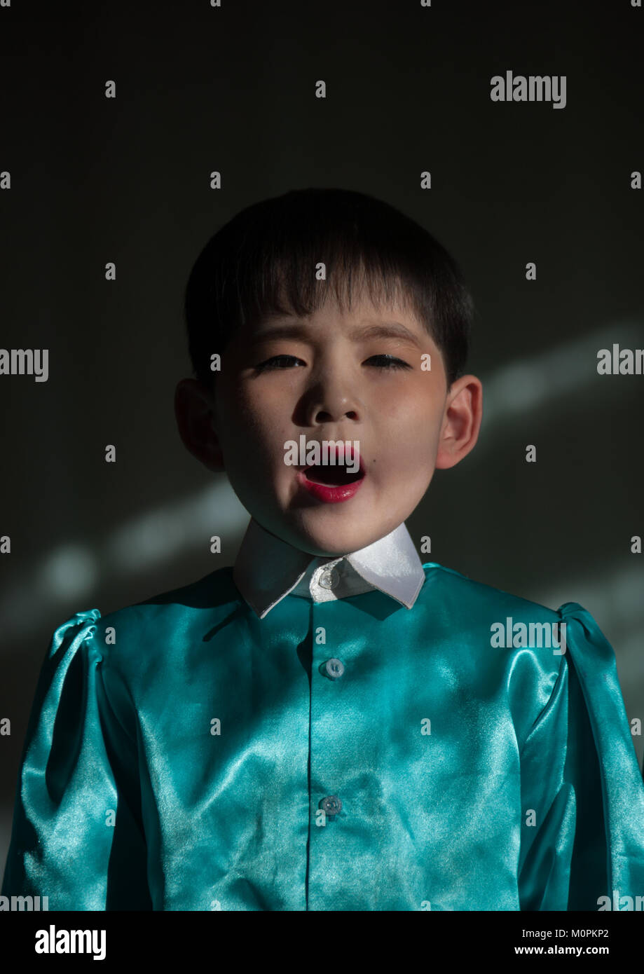 North Korean Boy Singing In Tchang Gwang School North Hamgyong Province Chongjin North Korea 