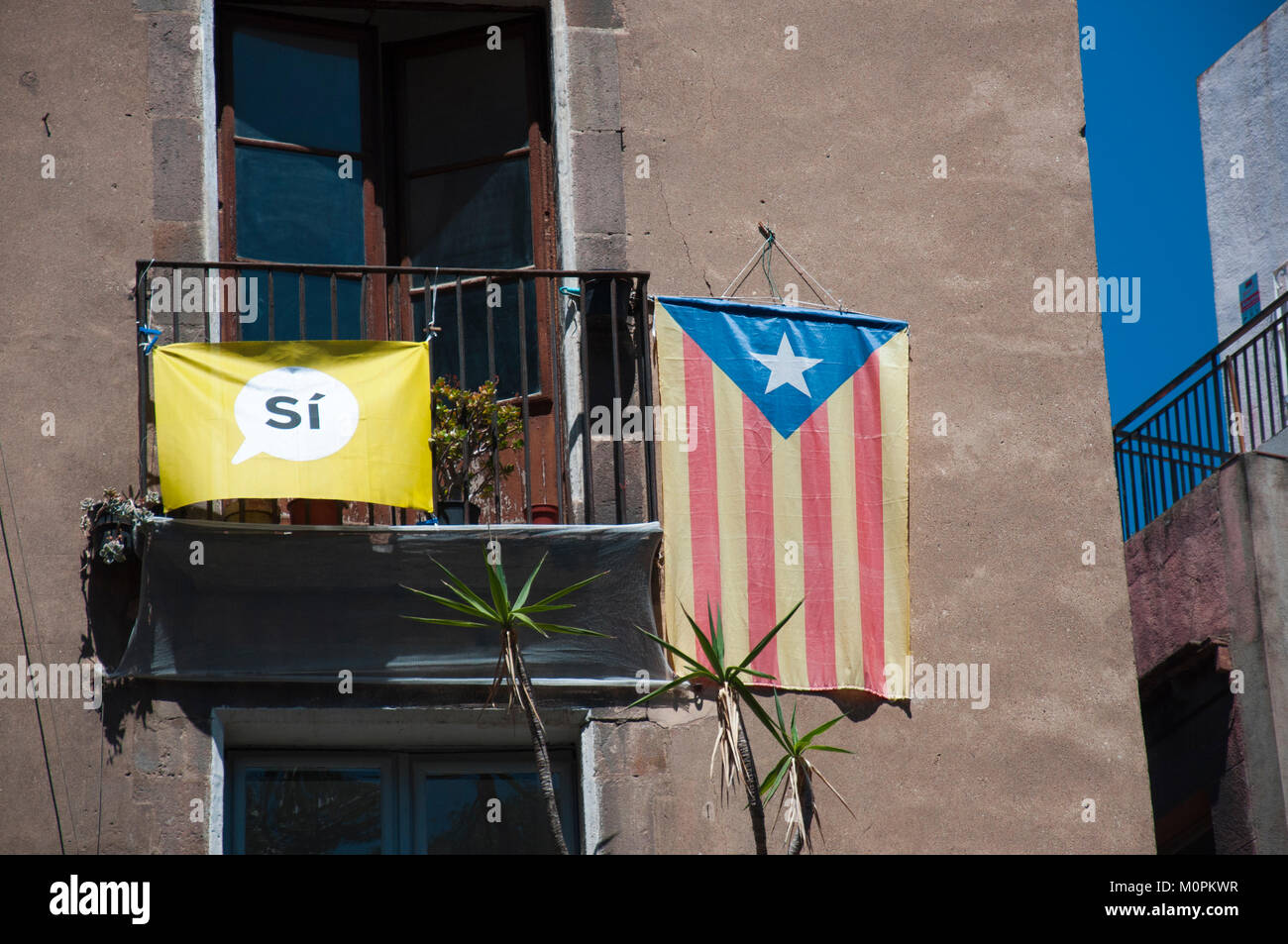 Spain Catalan independence movement flag political symbol Stock Photo