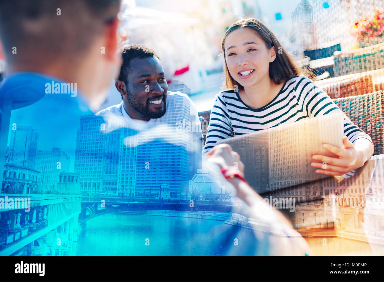 Cheerful students discussing education problems Stock Photo - Alamy