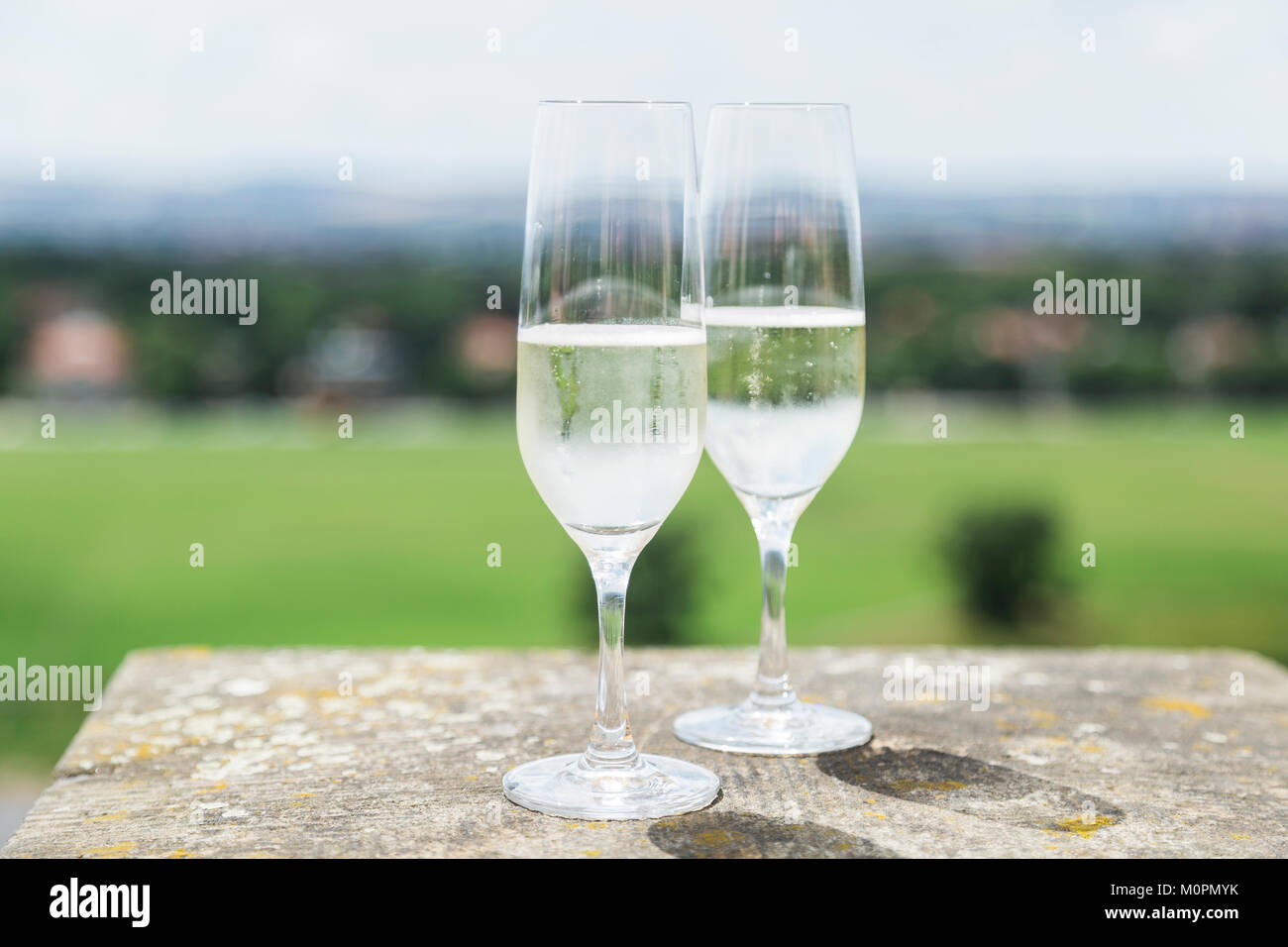 https://c8.alamy.com/comp/M0PMYK/two-champagne-glasses-on-stone-with-cityscape-panorama-M0PMYK.jpg