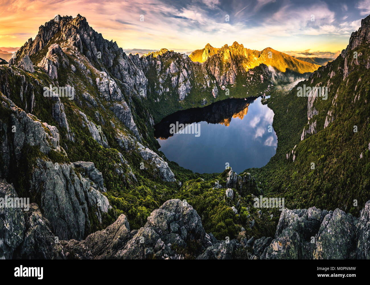 Lake Uranus in Western Arthurs Range, Southwest Tasmania Stock Photo