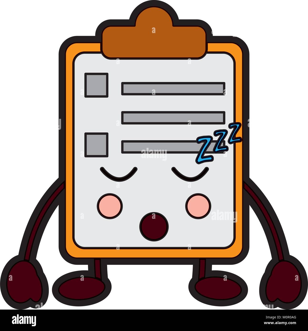 paper sleep clipboard kawaii character cartoon Stock Vector Image & Art ...