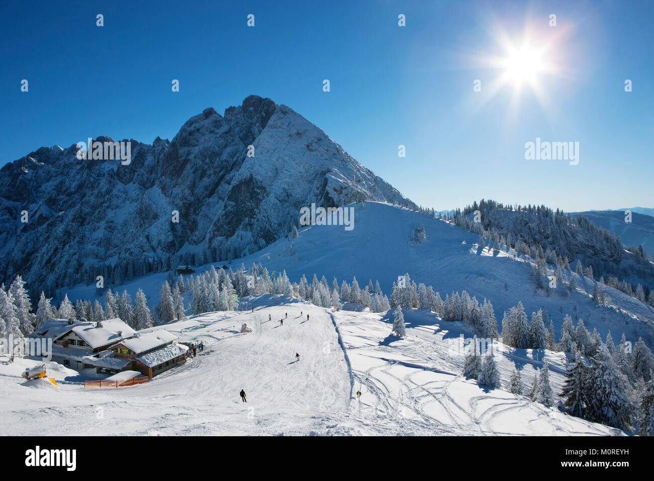Austria, Upper Austria, Salzkammergut, Gosau, Ski area Stock Photo ...