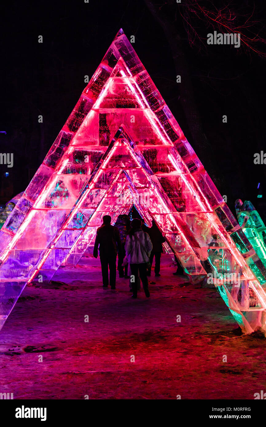 February 2013 - Haerbin, China - Ice Lantern Festival in Zhaolin park Stock Photo