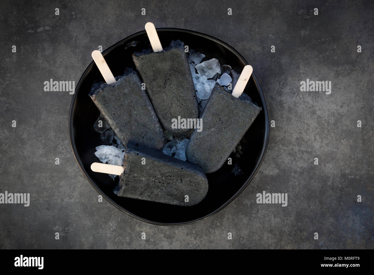 Homemade yoghurt icecream with activated coal Stock Photo Alamy