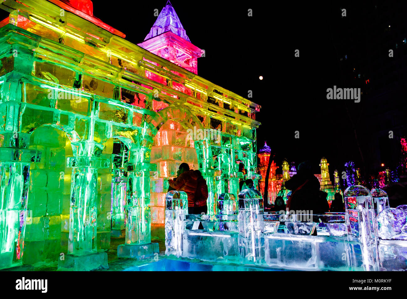 Feb 2013 - Haerbin, China - Ice Lantern Festival in Zhaolin park Stock Photo