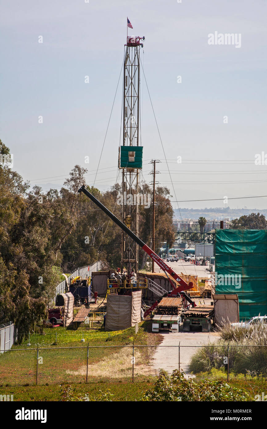 Well maintenance at SoCalGas natural gas storage facility, Playa Del Rey, Los Angeles