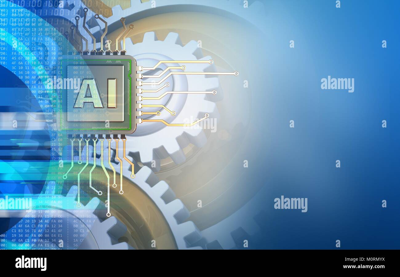 3d illustration of over blue background with gears Stock Photo - Alamy