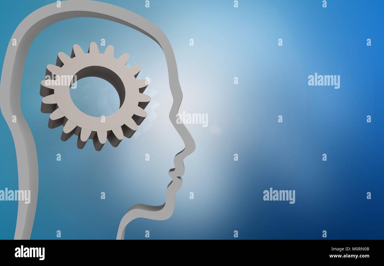 3d illustration of gear over blue background with Stock Photo - Alamy