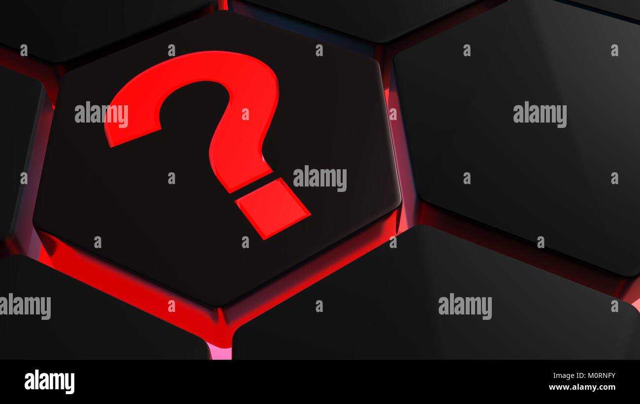 red question mark on hexagons - 3D rendering Stock Photo - Alamy