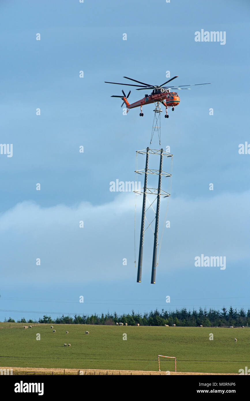 Erickson Air Crane at Drumuir wind farm site near Keith in Moray. Stock Photo