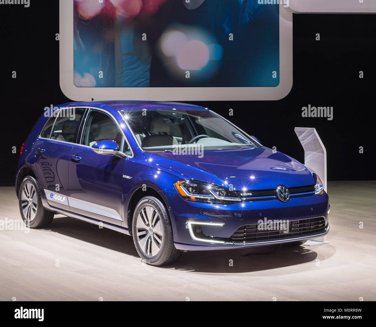 DETROIT, MI/USA JANUARY 15, 2018 A 2018 VW eGolf SEL Premium EV car