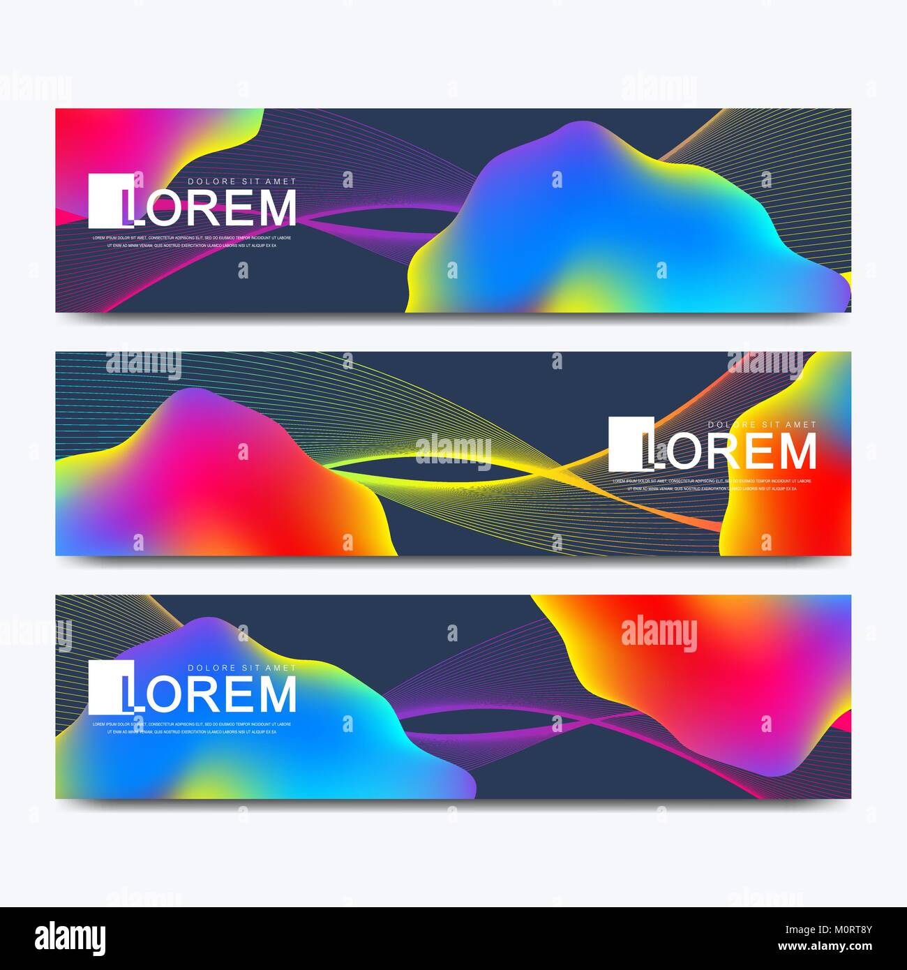 Modern set of vector banner. Abstract fluid 3d shapes vector trendy ...